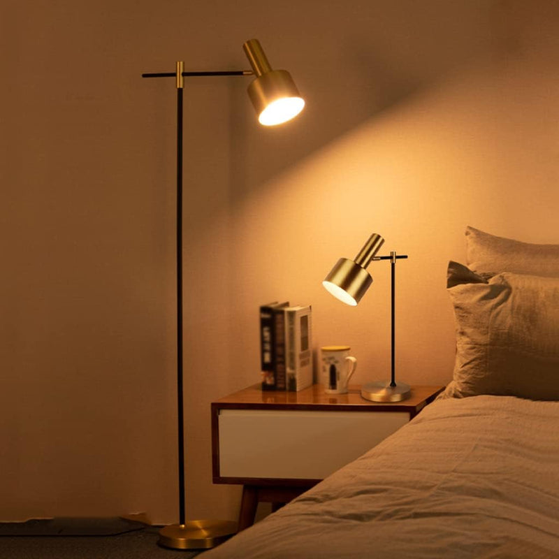 Modern Brass & Black Floor Lamp - Main View