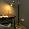 Modern Brass & Black Floor Lamp - Side View