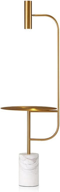 Modern Brass & Marble Side Table Lamp - Side View