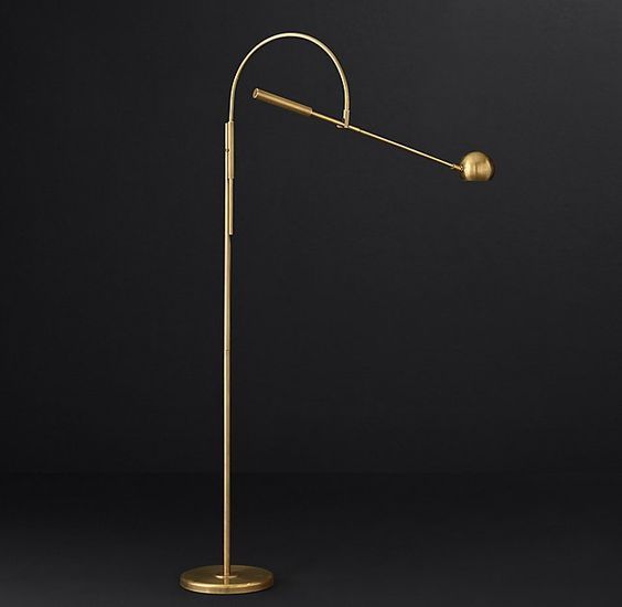 Modern Brass Counterweight Floor Lamp - Main View