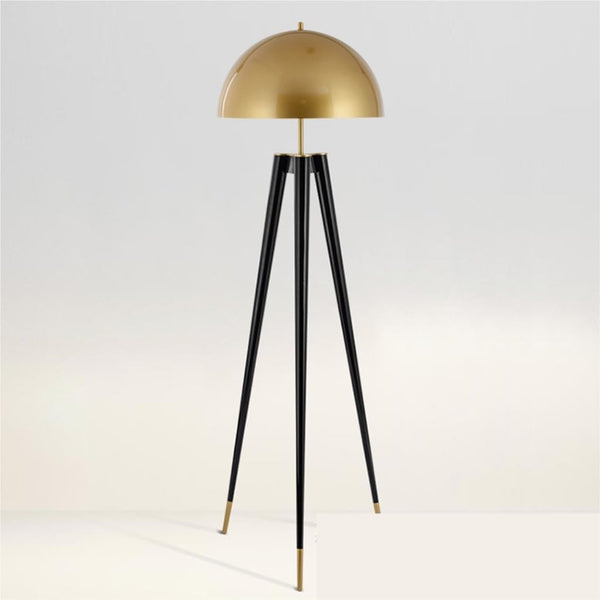 Modern Brass Dome Tripod Floor Lamp - Main View