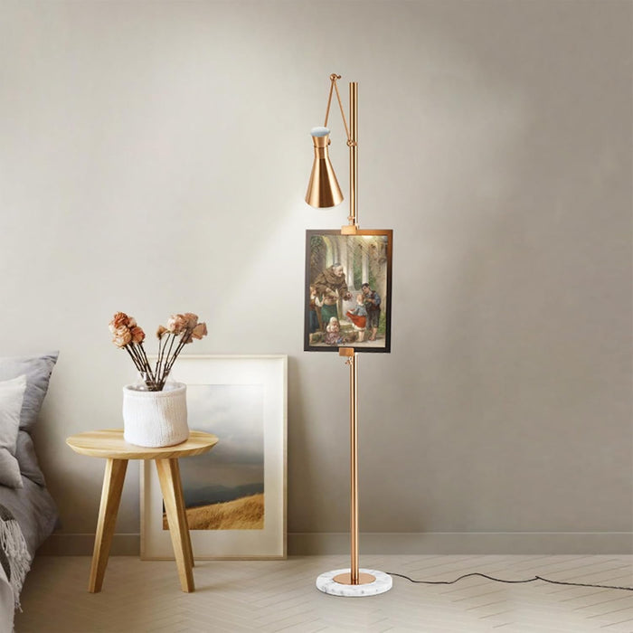 Modern Brass Easel Floor Lamp - Main View