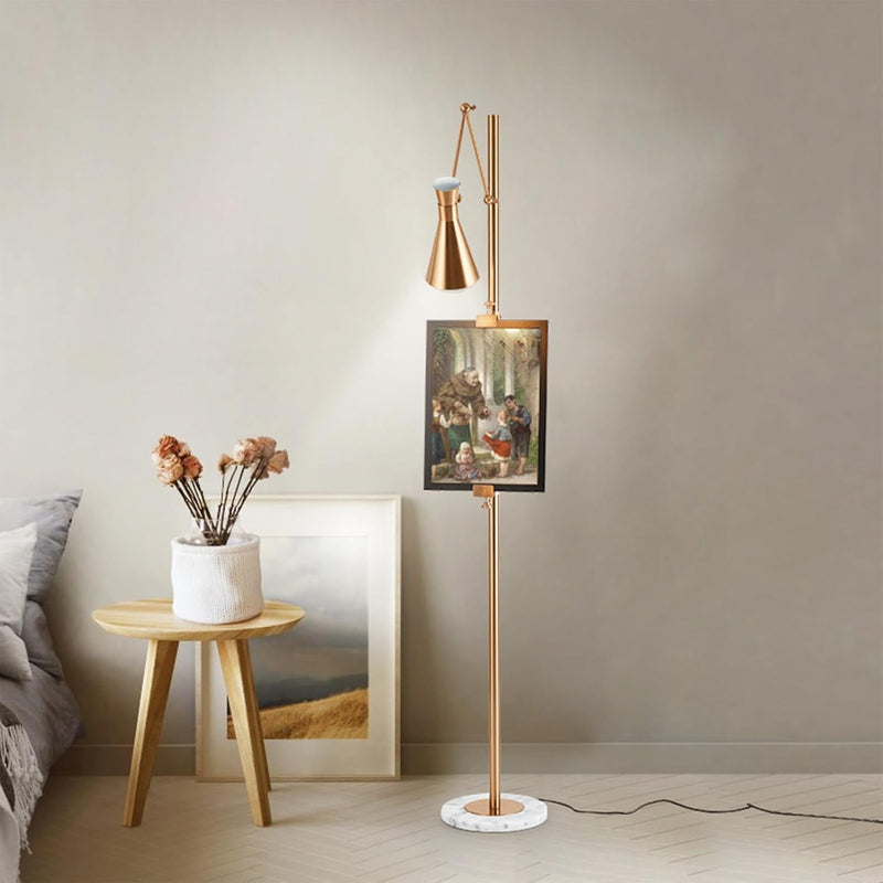 Modern Brass Easel Floor Lamp - Main View