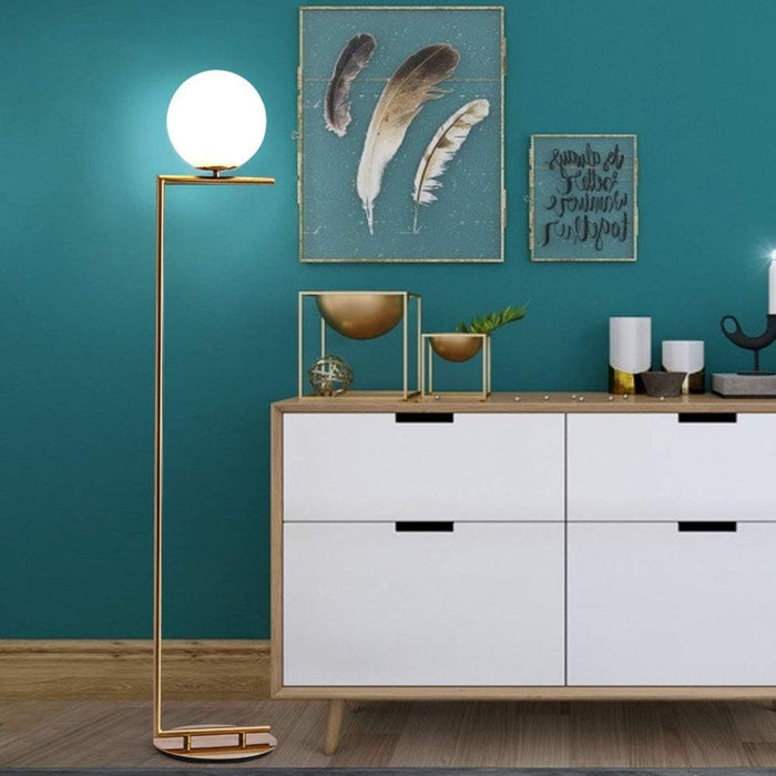 Modern Brass Globe Floor Lamp - Main View