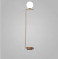 Modern Brass Globe Floor Lamp - Side View