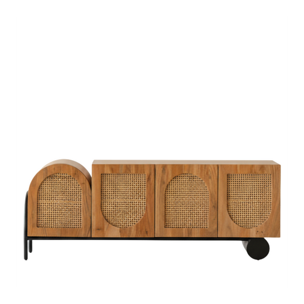 Modern Cane & Wood Sideboard Buffet - Main View