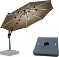Modern Cantilever Patio Umbrella with Integrated LED Lighting - Side View