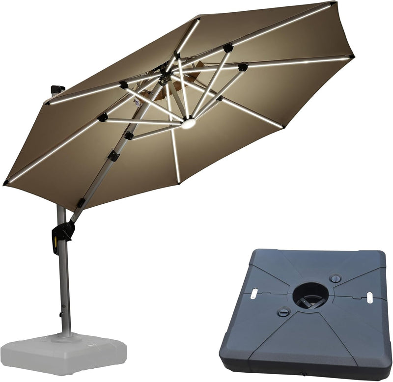 Modern Cantilever Patio Umbrella with Integrated LED Lighting – Effortless Shade for Contemporary Outdoor Spaces + LED Illumination