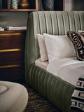 Modern Channel Tufted Velvet Bed - Close-up Detail