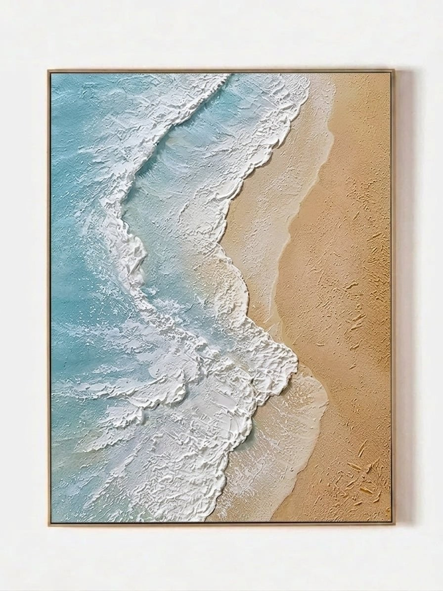 Modern Coastal 3D Textured Ocean Wave Canvas Wall Art
