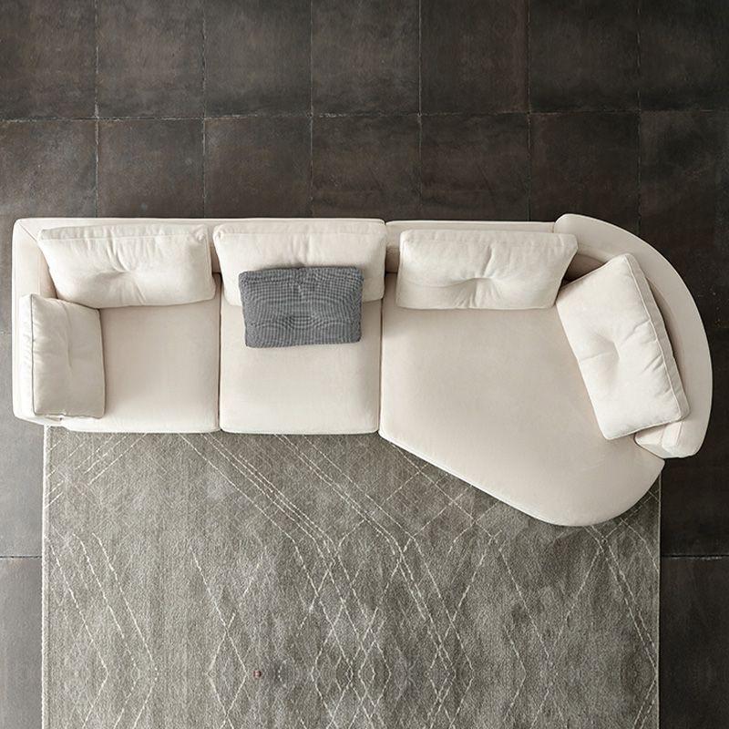 Modern Cream Sectional Sofa – Plush Upholstery & Curved Chaise Lounge