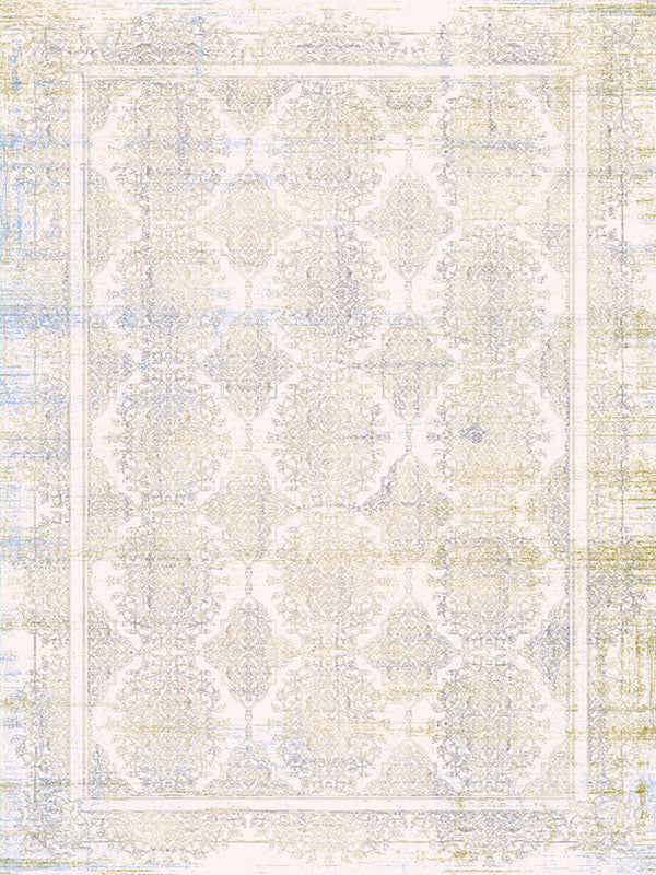 Modern Distressed Medallion Area Rug - Main View