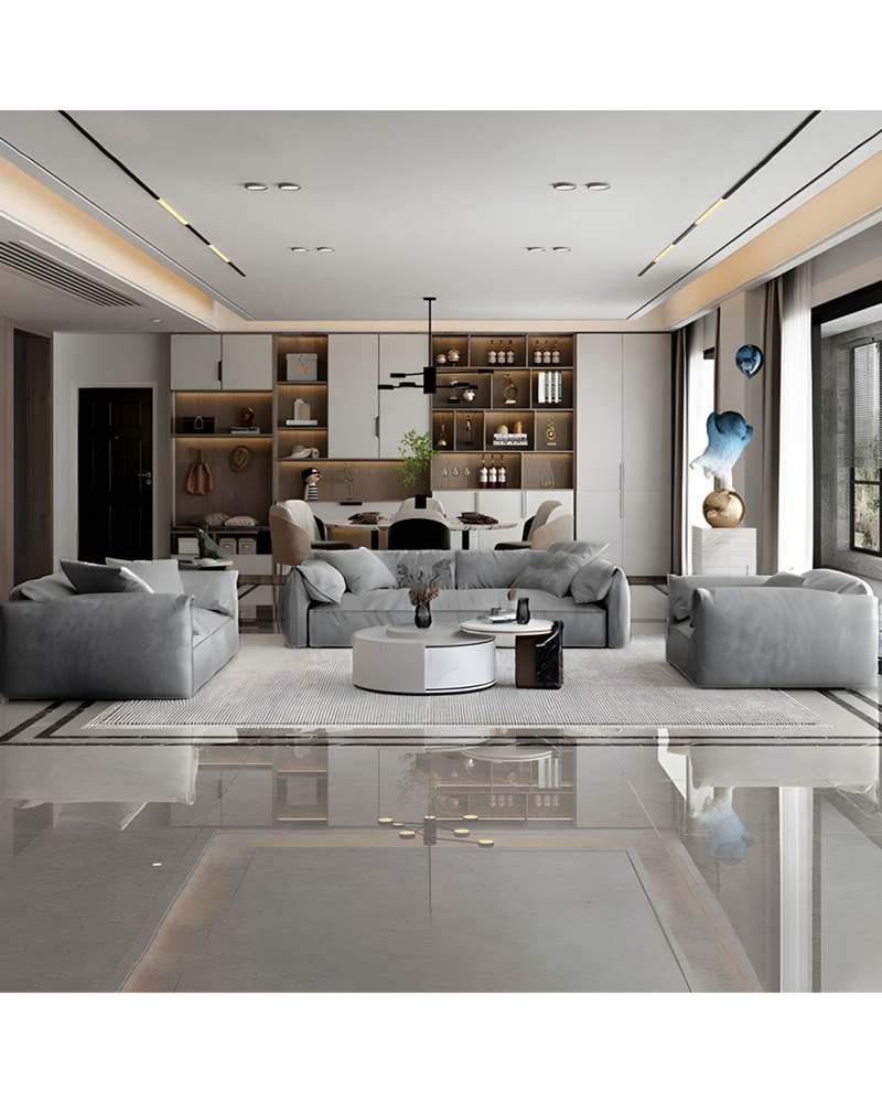 Modern Elephant Ear Sofa – Plush Upholstery & Oversized Cushions for Living Room + Solid wood frame + Microfiber Fabric