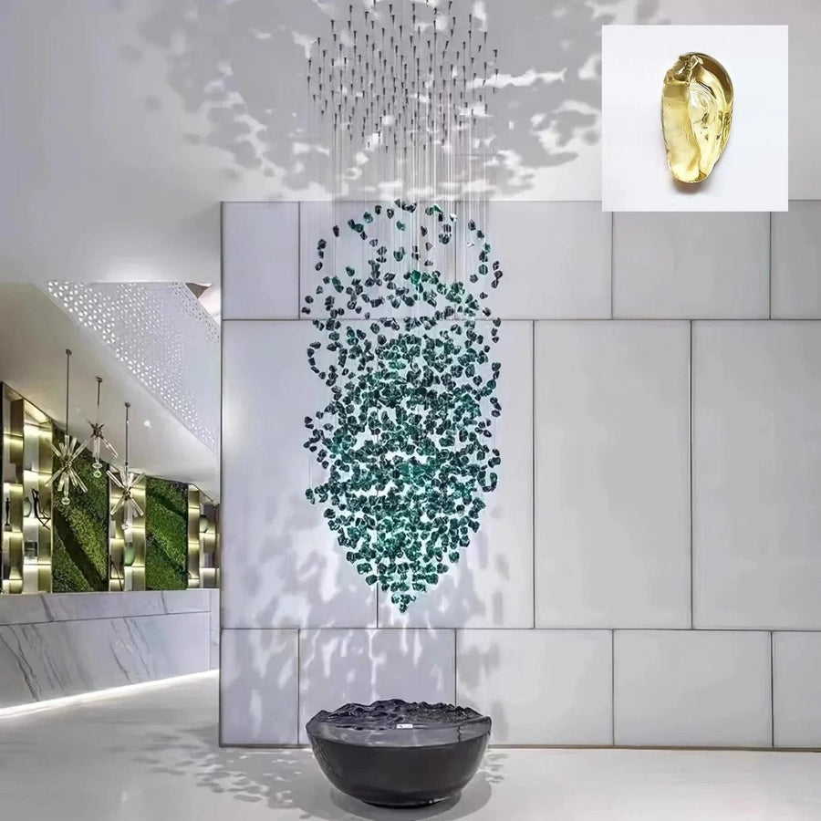 Modern Faceted Crystal Stone Cluster Chandelier