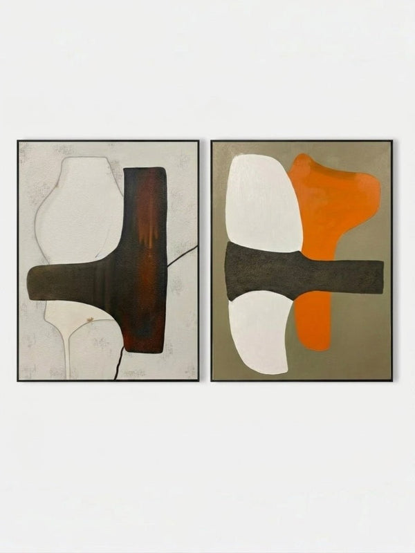 Modern Geometric Abstract Diptych Wall Art