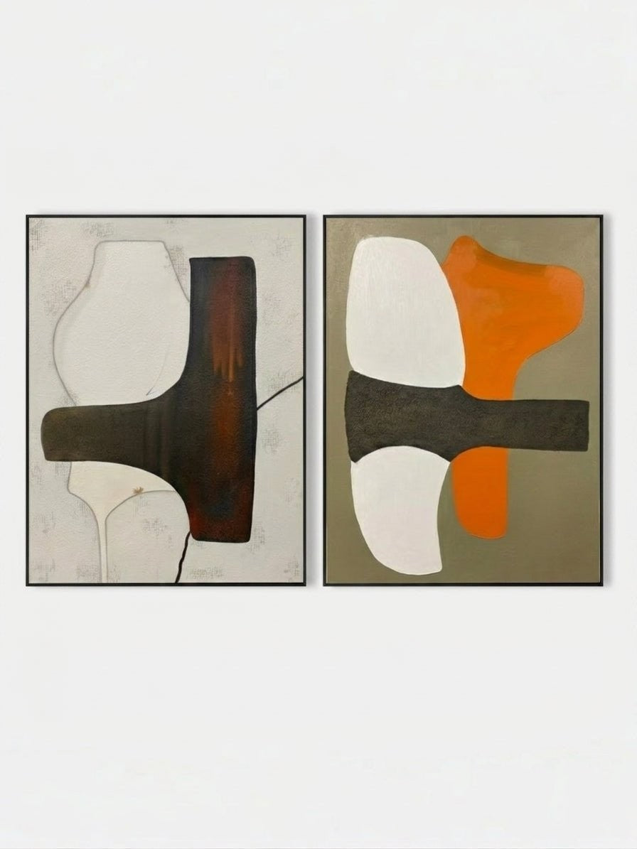 Modern Geometric Abstract Diptych Wall Art