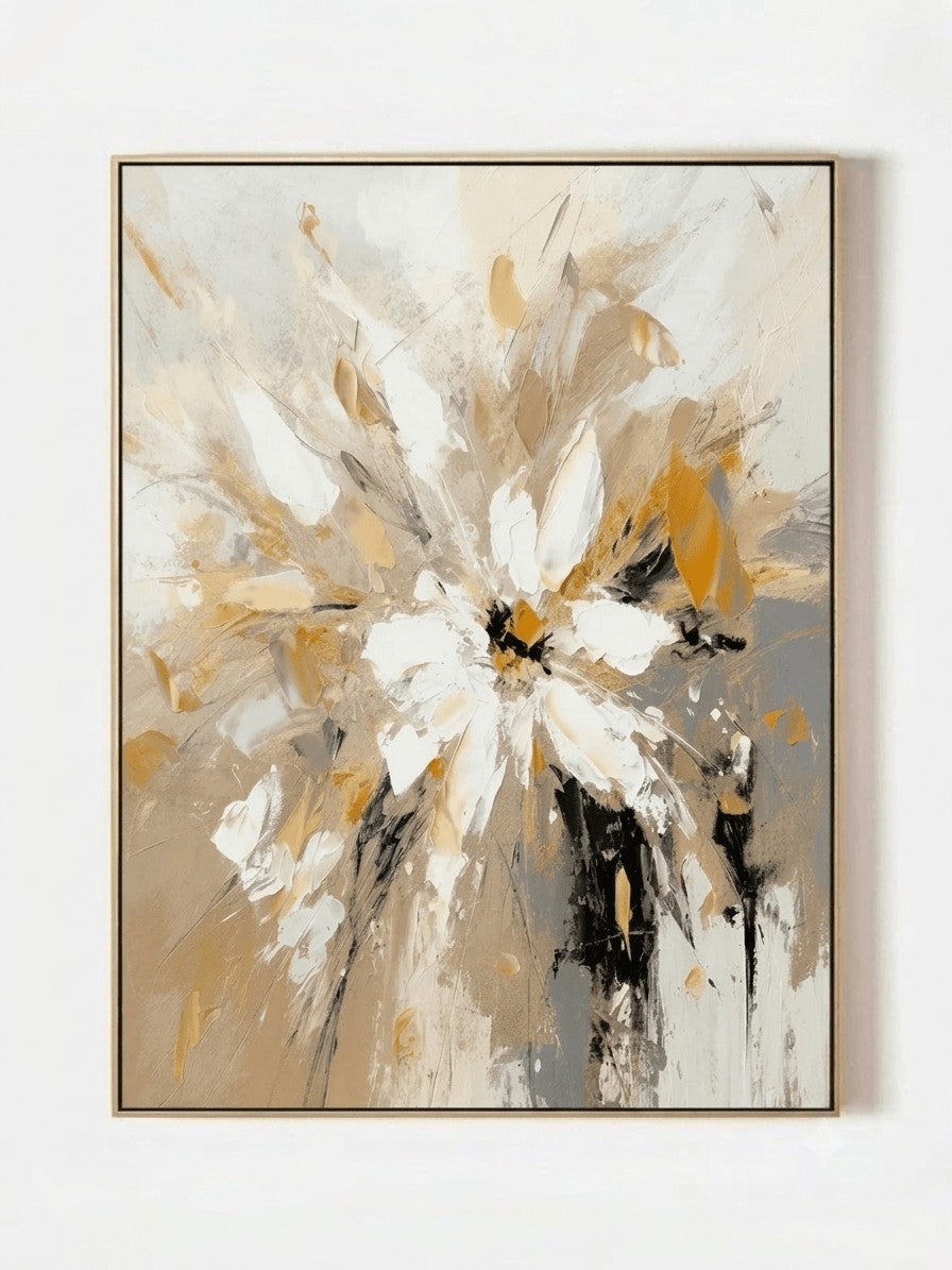 Modern Gold Abstract Floral Burst Wall Art