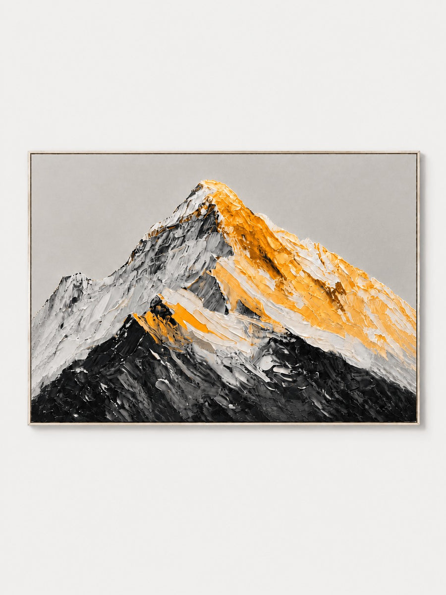 Modern Impasto Black & Gold Mountain Wall Art