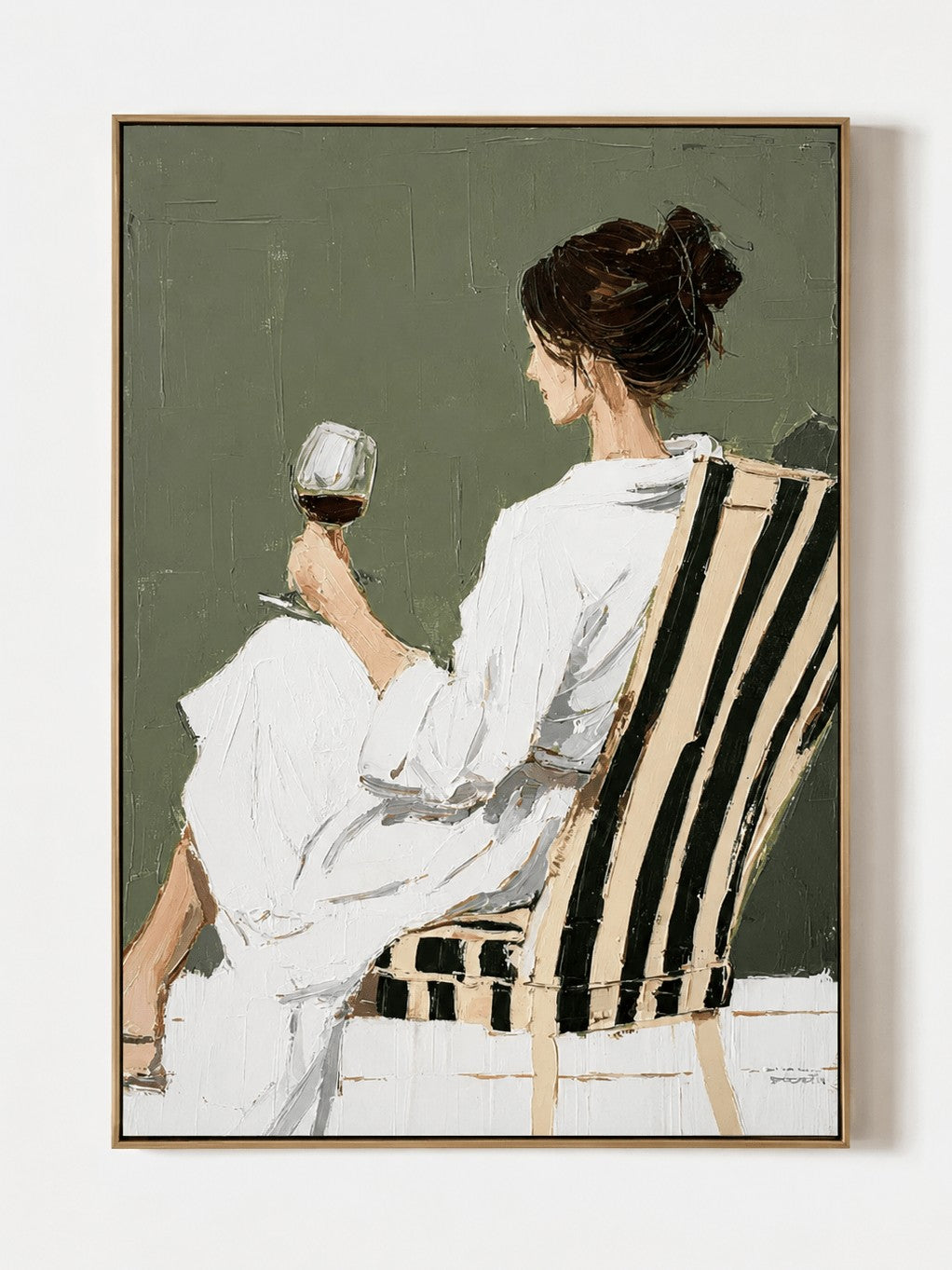 Modern Impasto Figurative Wall Art, Quiet Wine Moment
