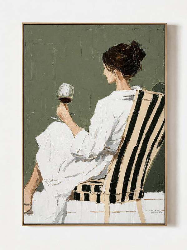 Modern Impasto Figurative Wall Art, Quiet Wine Moment