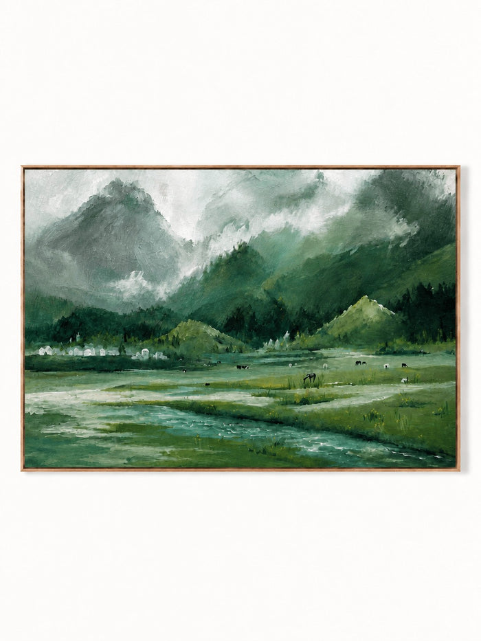 Modern Impressionist Alpine Mountain Meadow Wall Art