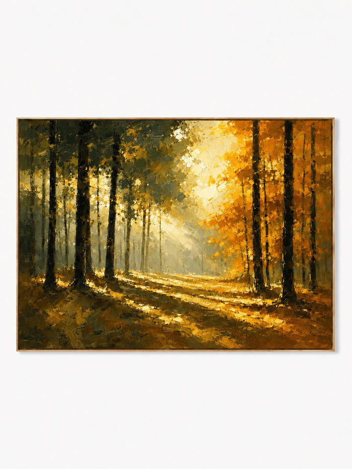 Modern Impressionist Golden Autumn Forest Wall Art