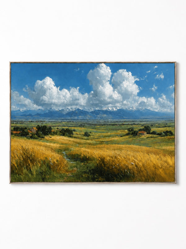 Modern Impressionist Golden Wheat Field Wall Art