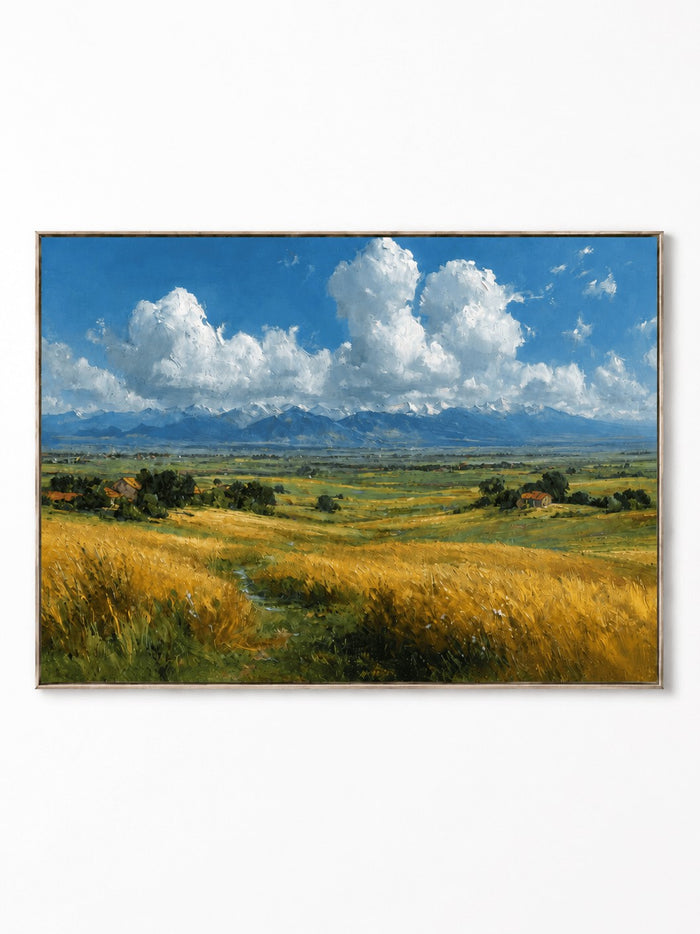 Modern Impressionist Golden Wheat Field Wall Art