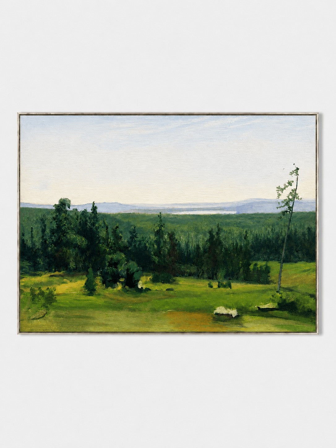 Modern Impressionist Green Meadow Landscape Wall Art