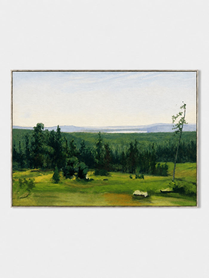 Modern Impressionist Green Meadow Landscape Wall Art
