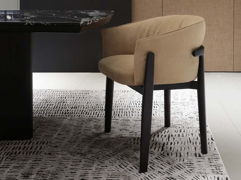Modern Curved Back Dining Chair – Contemporary Comfort + Solid wood + Premium Suede
