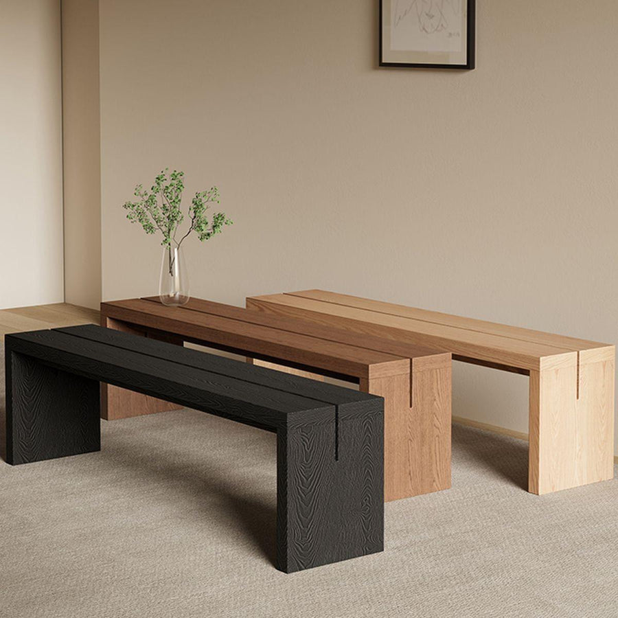 Modern Minimalist Solid Teak Wood Bench - Main View