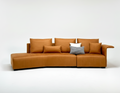 Mocha channel-tufted sectional sofa styled in modern living room
