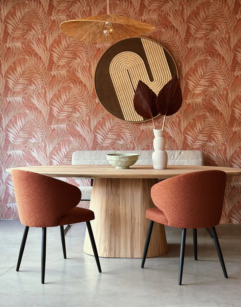 Modern Oval Pedestal Dining Table – Sculptural Solid Wood Base