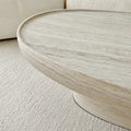 Modern Oval Travertine Coffee Table - Detail View