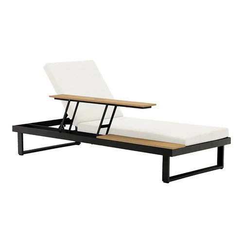 Modern Poolside Sun Lounger – Luxury Outdoor Adjustable Chaise Lounges + Solid teak + Premium Aluminum + Olefin + Tilt