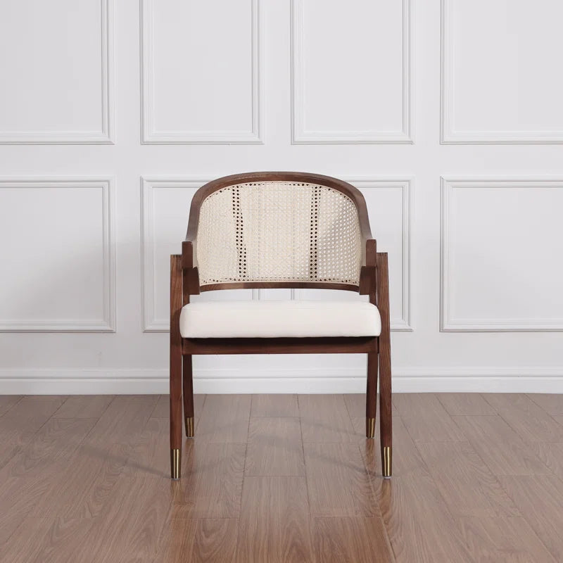 Modern Rattan Barrel Armchair – Solid Wood Frame - Natural Rattan