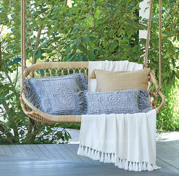 Modern Rattan Hanging Porch Swing - Main View
