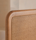 Modern Rattan Panel Bed - Detail View