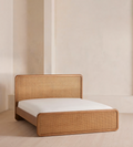 Modern Rattan Panel Bed - Side View