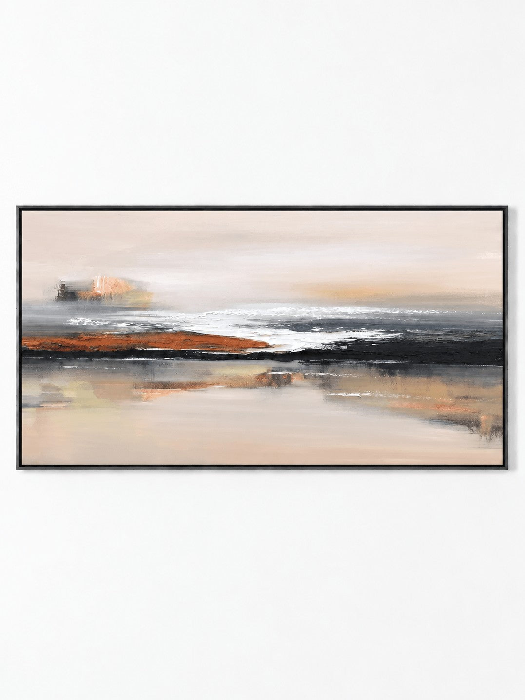 Modern Rust & Charcoal Abstract Landscape Painting