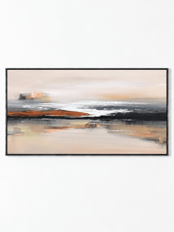 Modern Rust & Charcoal Abstract Landscape Painting