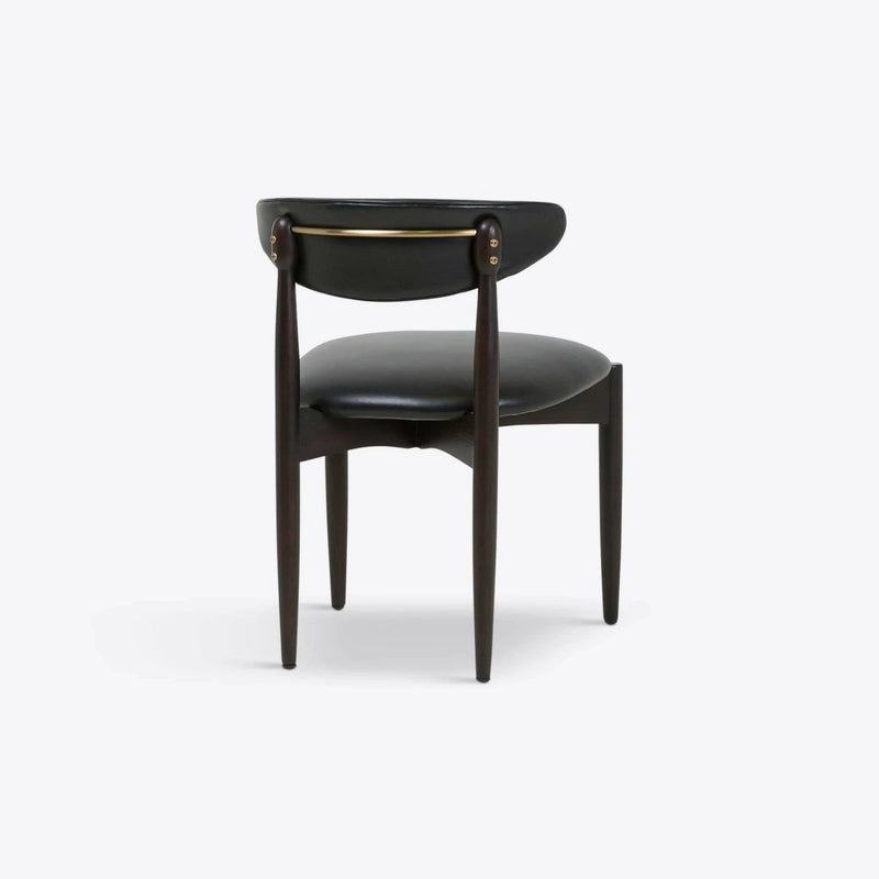 Modern Sculptural Dining Chair – Contemporary Elegance + Solid Wood + Genuine Leather