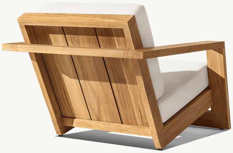 Modern Solid Teak Outdoor Lounge Chair – Weather-Resistant Patio Armchair with Cushions