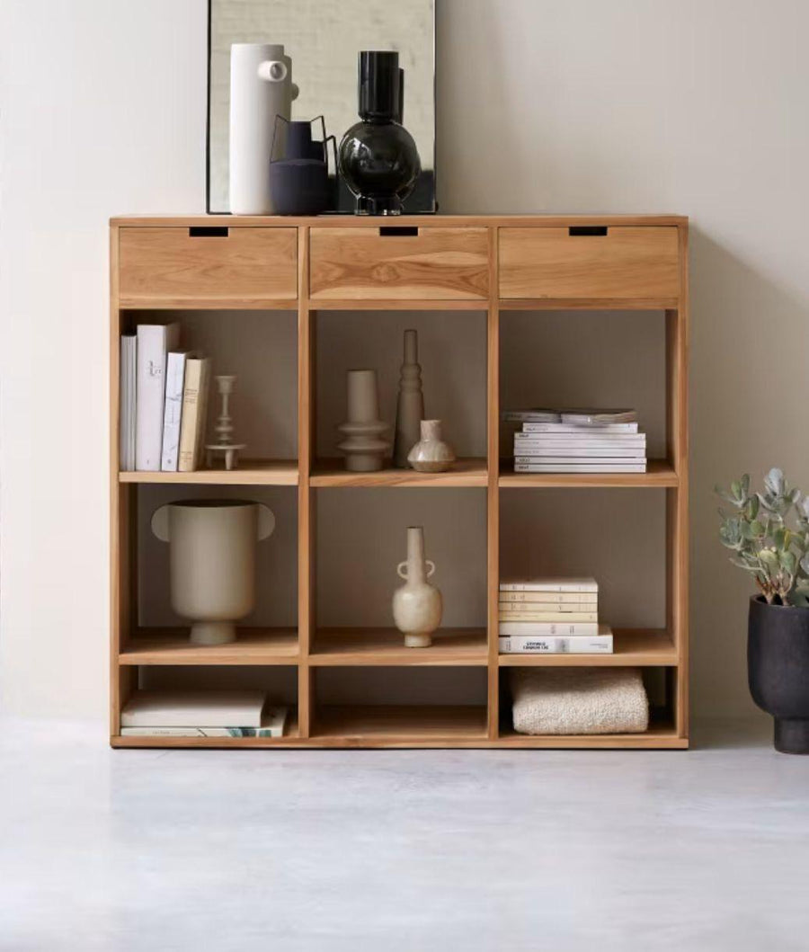 Modern Solid Teak Wood Storage Console - Main View