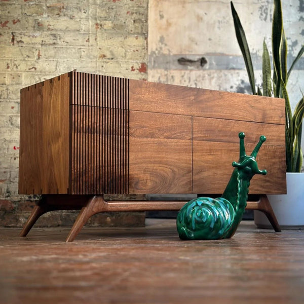 Modern Solid Walnut wood Fluted Sideboard - Main View