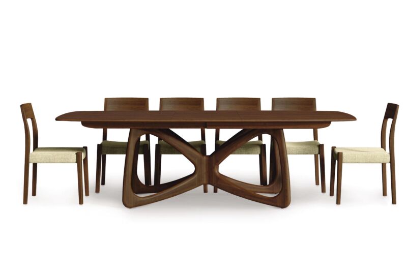 Modern Solid wood Dining Table – Geometric Base with Rounded Top