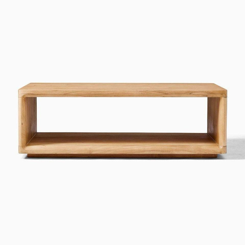 Modern Solid Wood Open Frame Coffee Table – Minimalist Rectangular Living Room Centerpiece