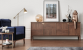 Modern Solid wood Sideboard with Arched Panel Doors & Brass Accents - Detail View