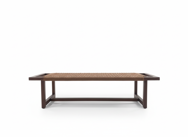 Modern Solid wood Woven Rope Bench - Main View